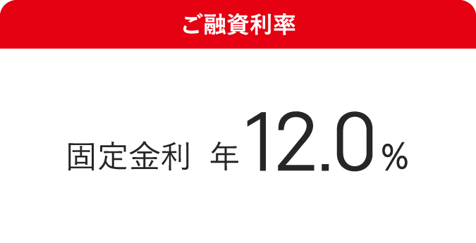 ご融資利率 固定金利 年12.0％