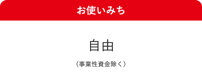 お使いみち　自由（事業性資金除く）